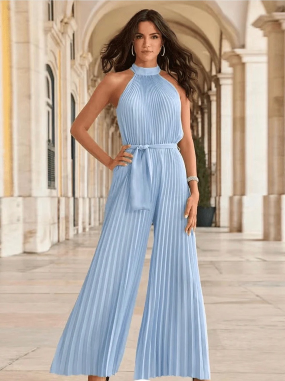 Women’s pleated halter jumpsuit